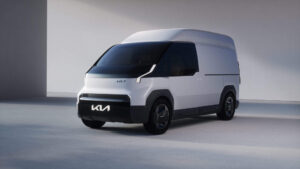Der Kia PV5 Cargo L2H2 in der Farbe Weiß