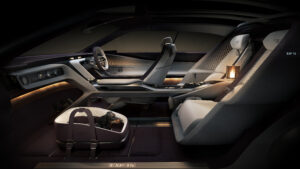 Stauraum und Platzangebot vor dem Beifahrersitz im Bentley EXP 15