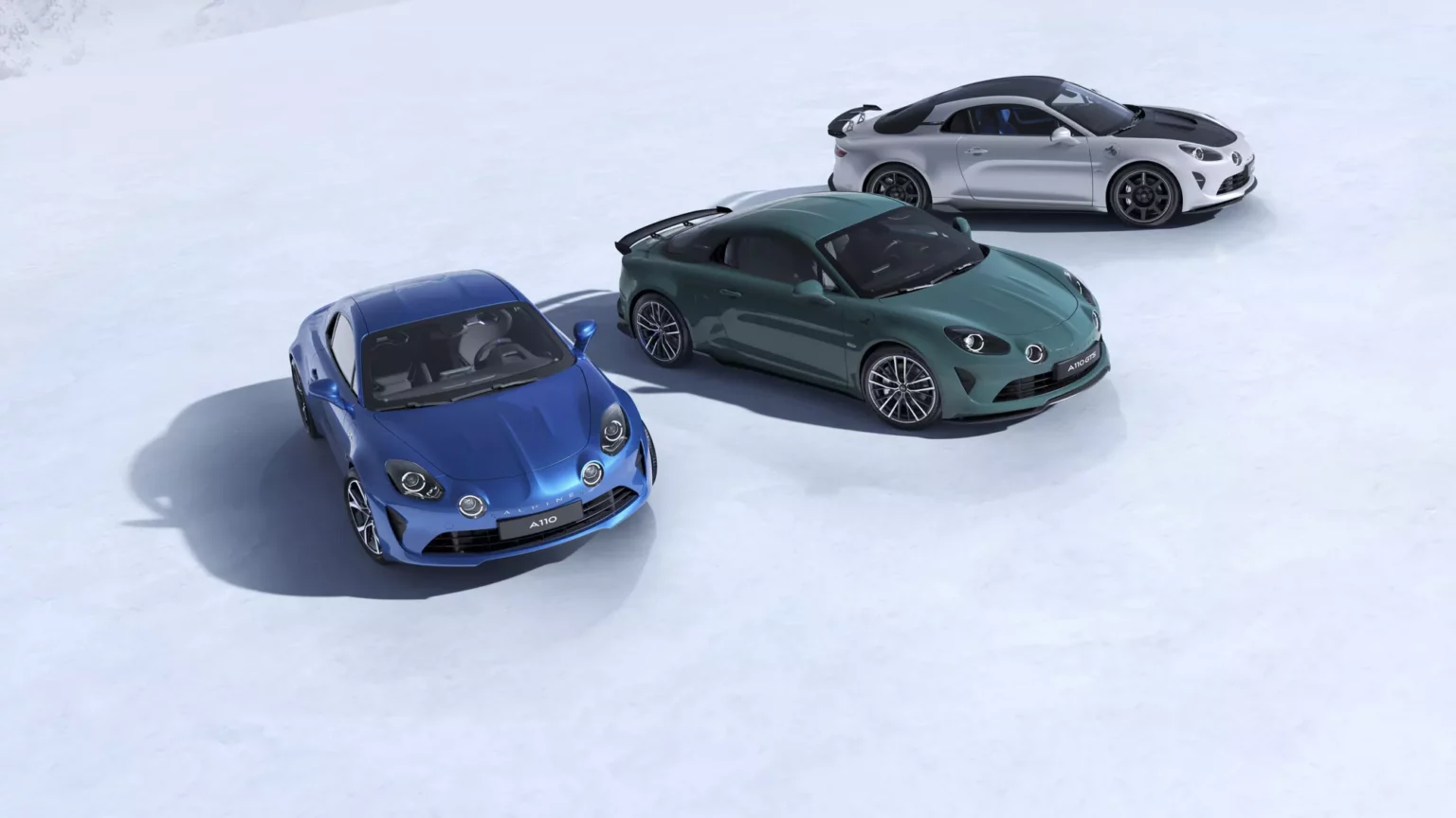 Ansicht der Alpine A110, A110 GTS und A110 R 70