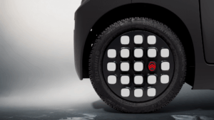 Weiße Details an den Radkappen beim Citroën Ami Dark Side