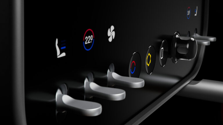 Physische Schalter am zentralen Bedienfeld im Ferrari Luce