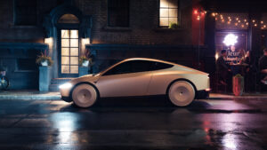 Seitenansicht vom Tesla Cybercab