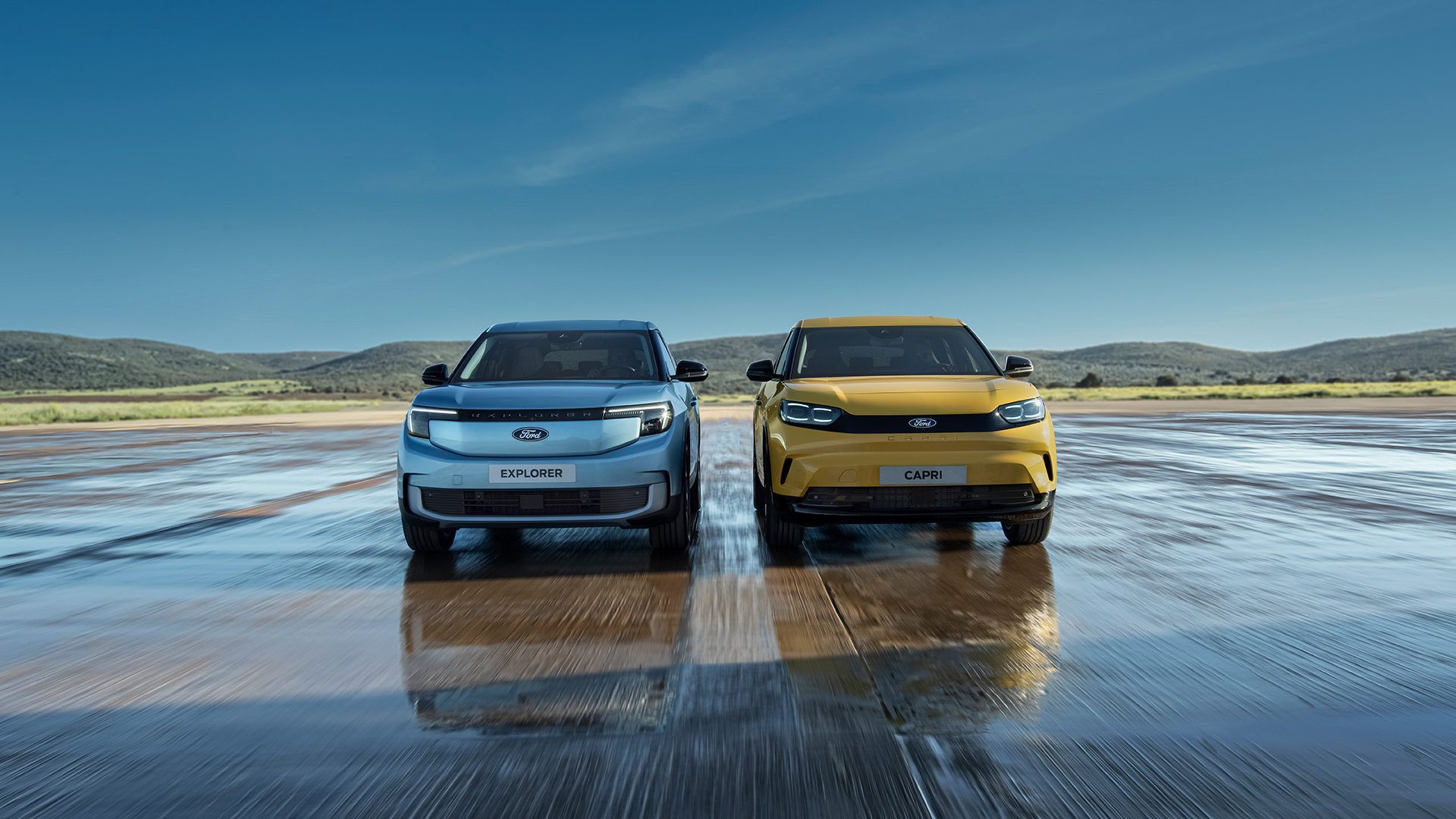 Frontansicht der Modelle Ford Explorer und Ford Capri