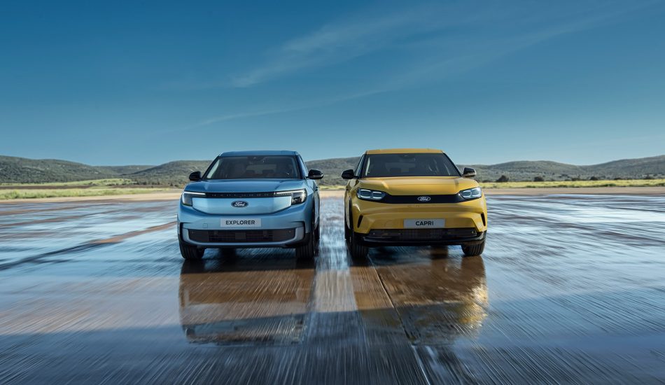 Frontansicht der Modelle Ford Explorer und Ford Capri