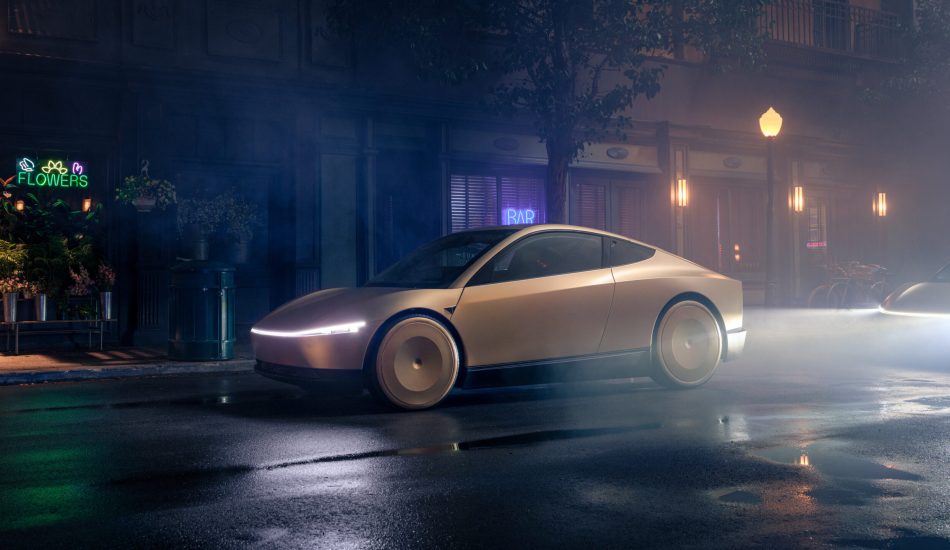 Seitenansicht vom Tesla Cybercab