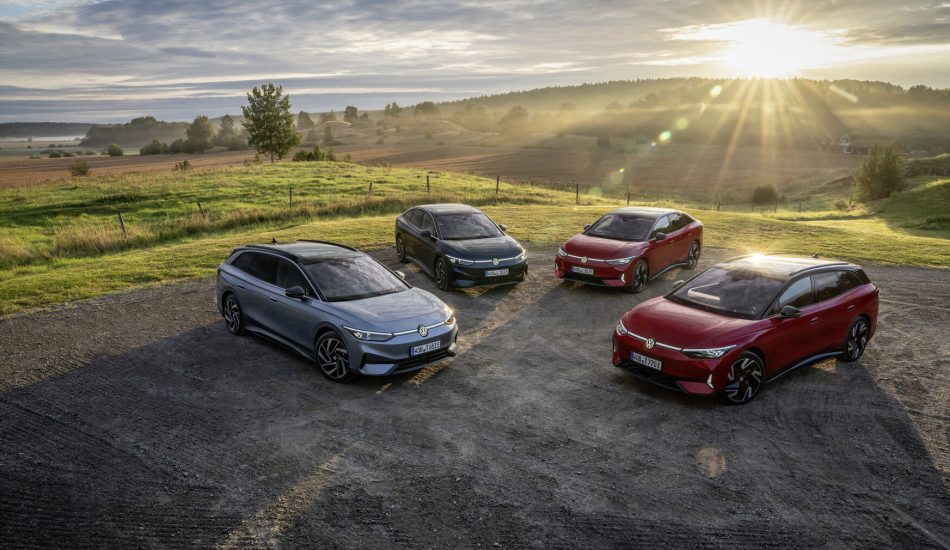 Ansicht vom VW ID. 7 Tourer Pro S, ID.7 Pro S, ID.7 nebeneinander